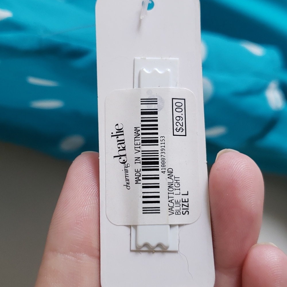 Charming Charlie Cute light blue w/poka dots 👗 - Picture 3 of 4